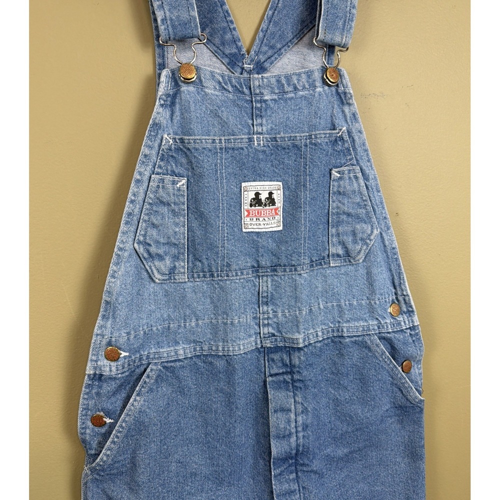 Vintage Bubba Denim Womens Small (28-32) Blue Jean Overall Shorts Bib Overalls - Picture 2 of 15